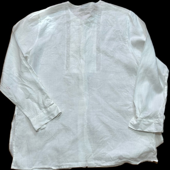 CBNY  White Linen Blouse Women’s 12 Button Front Embroidered Lace Vintage wb - Picture 5 of 6